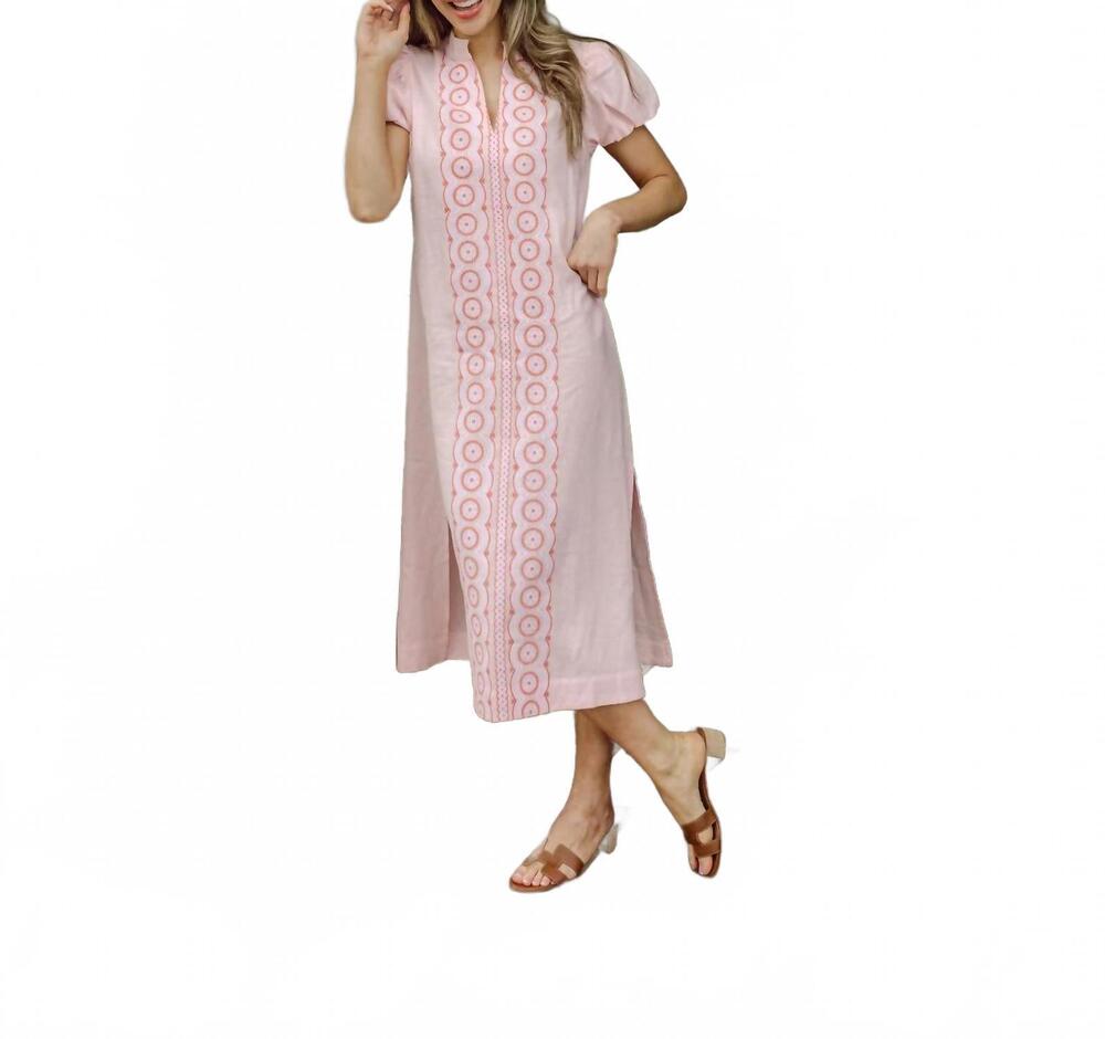 NEW SAIL TO SABLE puff sleeve midi dress in blush